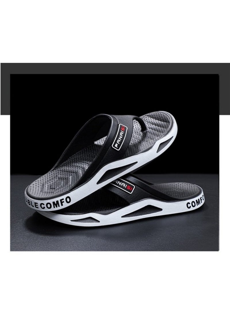 Fenni Men's flip flops, fashionable men's slippers, anti slip toe exposed lightweight sole sandals, casual neutral beach shoes - Image 3