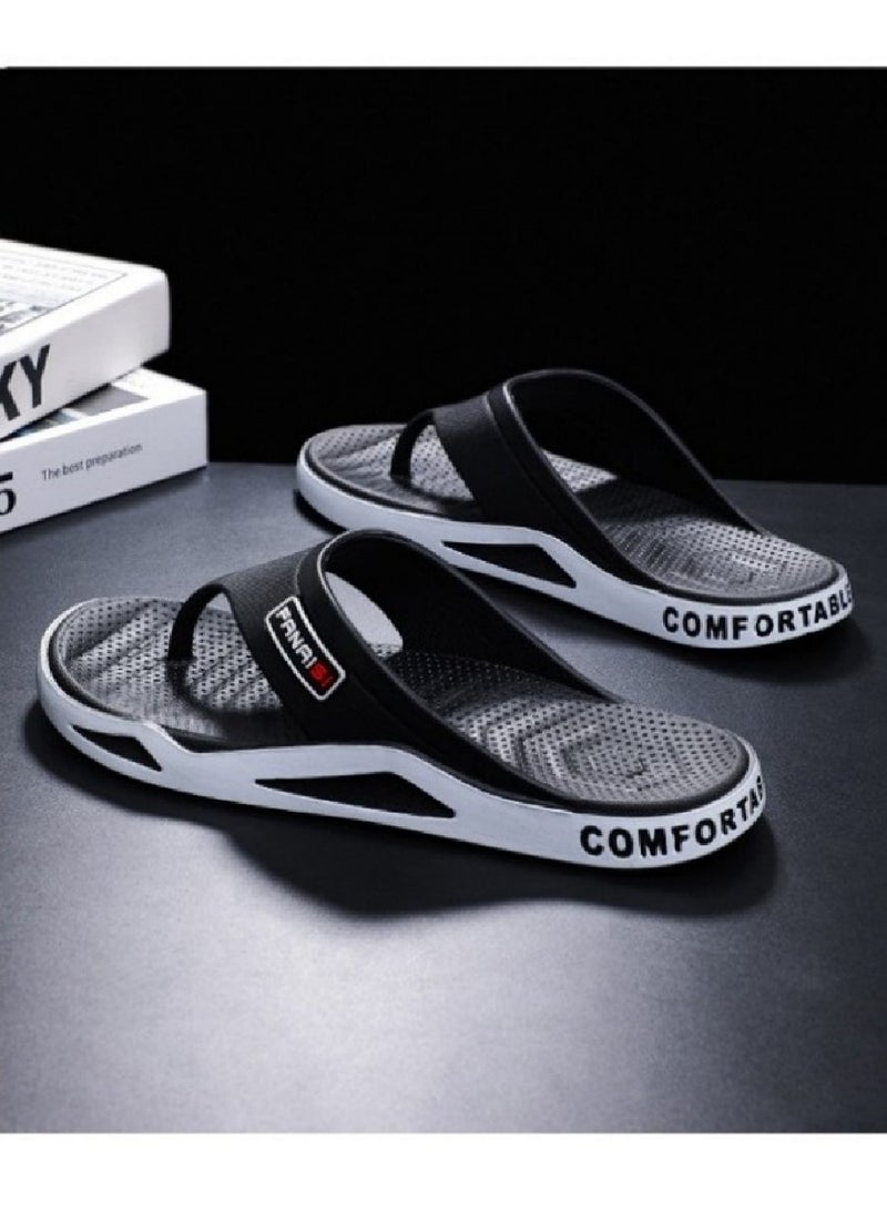 Fenni Men's flip flops, fashionable men's slippers, anti slip toe exposed lightweight sole sandals, casual neutral beach shoes - Image 4