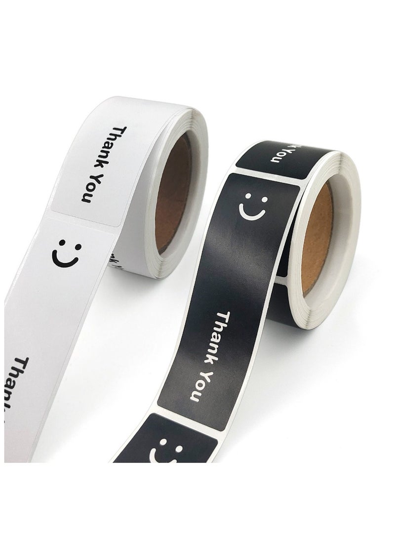 Winner 240 PCS 1" x 3" Smile Thank You Stickers, Black and White Color Rectangle Gift Envelope Seals, Thank You Lables for Small Bussiness, Packaging, Online Retailers, Boutiques, Boxes(2 Roll) - Image 3
