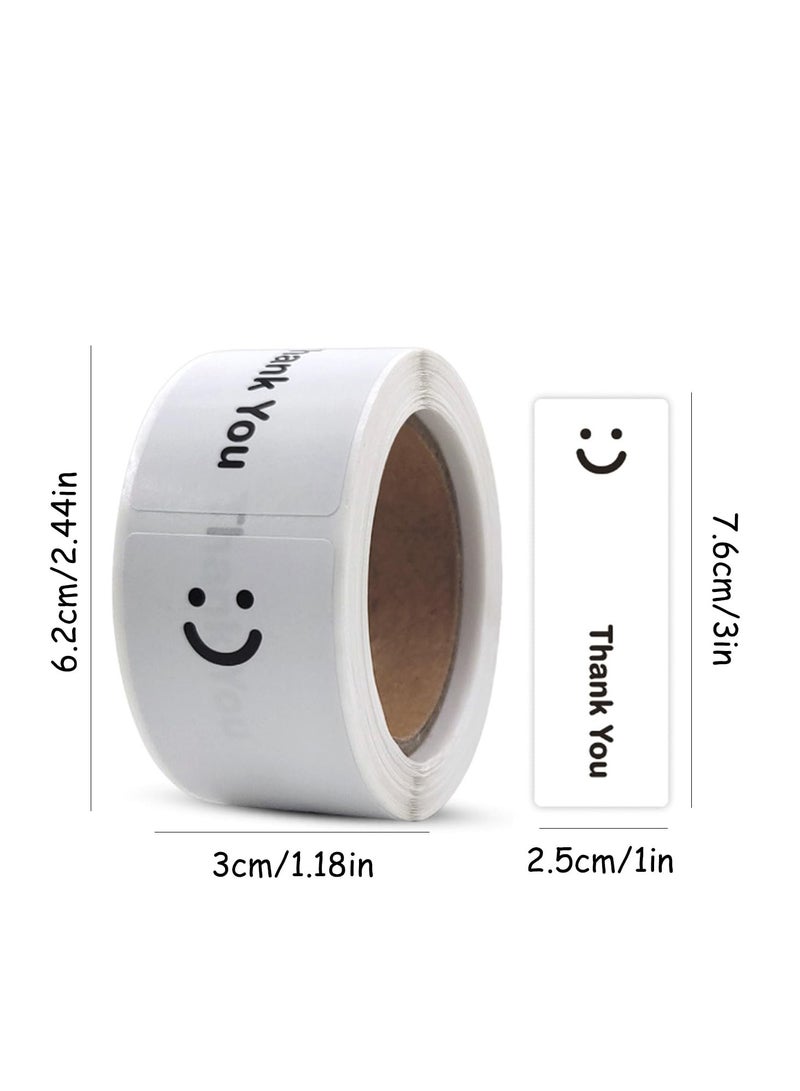 Winner 240 PCS 1" x 3" Smile Thank You Stickers, Black and White Color Rectangle Gift Envelope Seals, Thank You Lables for Small Bussiness, Packaging, Online Retailers, Boutiques, Boxes(2 Roll) - Image 2