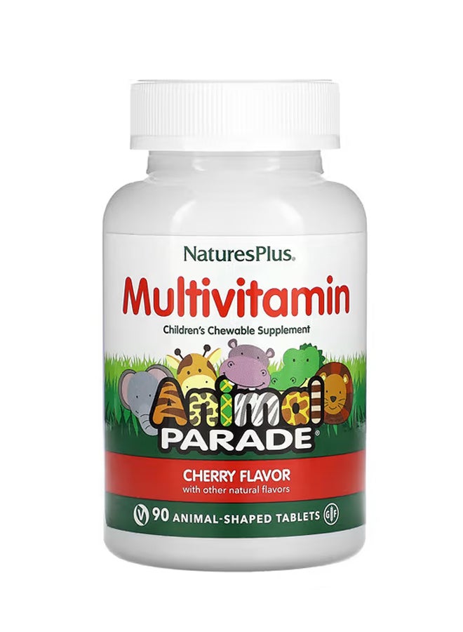 ناتشرز بلس مكمل غذائي متعدد الفيتامينات قابل للمضغ للأطفال من Animal Parade، يحتوي على 90 قرصًا على شكل حيوان