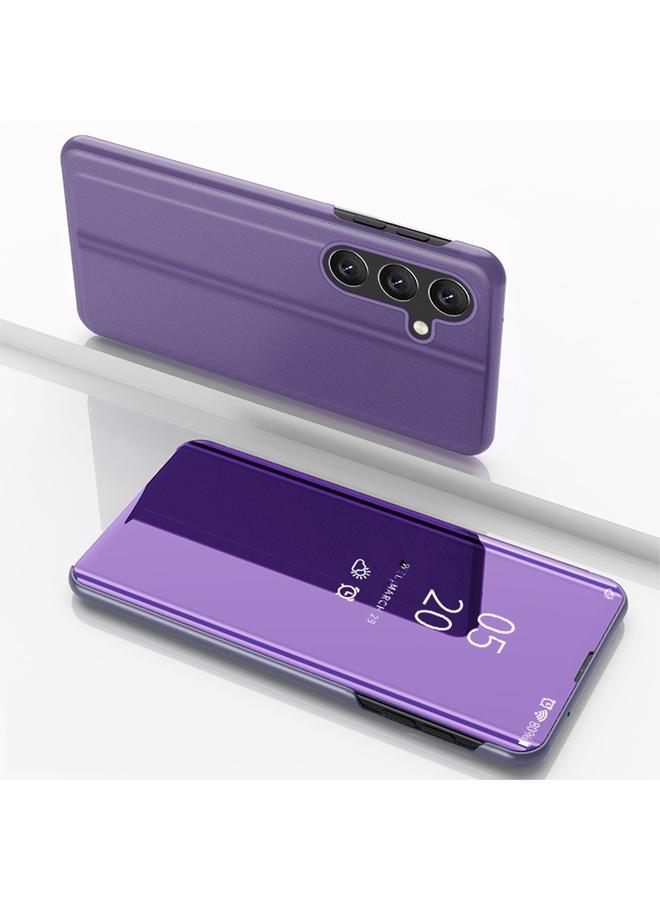 اس-توب جراب لهاتف Samsung Galaxy A25 العالمي مطلي بمرآة أفقية من الجلد مع حامل - Image 1