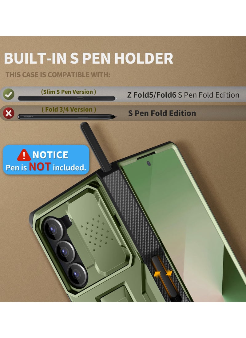 تونجيت جراب هاتف Z Fold 6 [مع فتحة قلم S وحماية المفصلة] [واقي شاشة من الزجاج المقوى] جراب كامل الجسم ممتاز مقاوم للصدمات والسقوط لهاتف Samsung Galaxy Z Fold 6 مع حامل ومشبك حزام أخضر  - Image 4