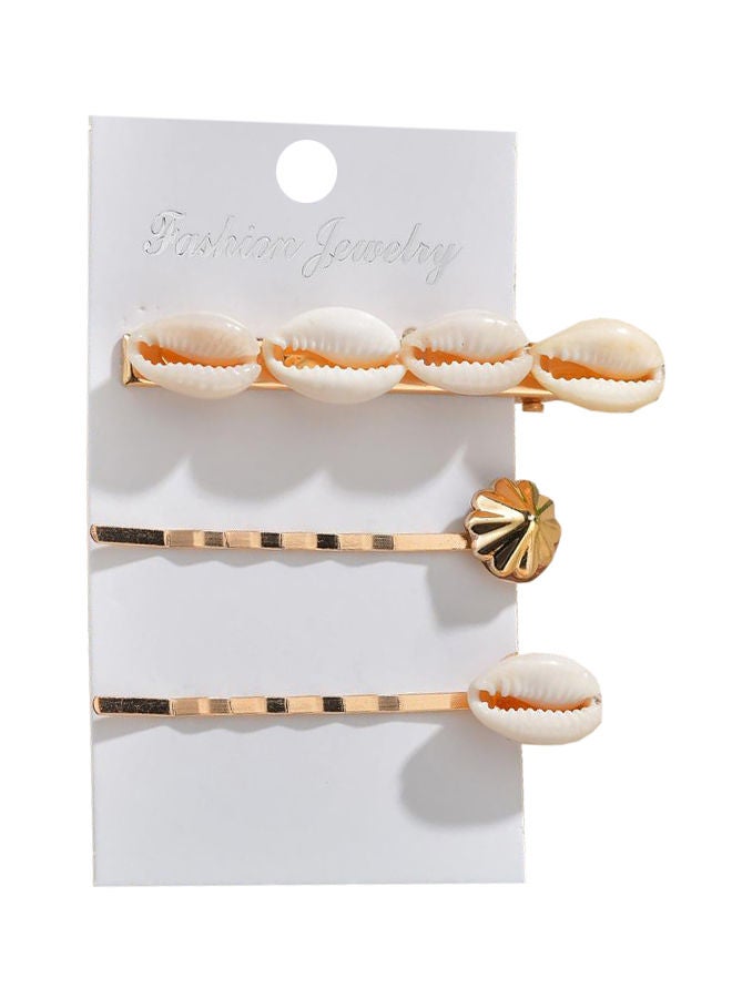 NIBEMINENT 3-Piece Seashell Design Hair Clip Multicolour