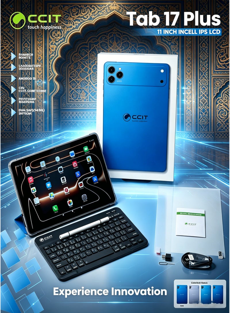 CCIT Tab 17 Plus Tablet, 11-Inch In-Cell IPS LCD, 16GB RAM, 1TB ROM, 5G Dual SIM, 12000mAh Battery - BLUE - Image 3