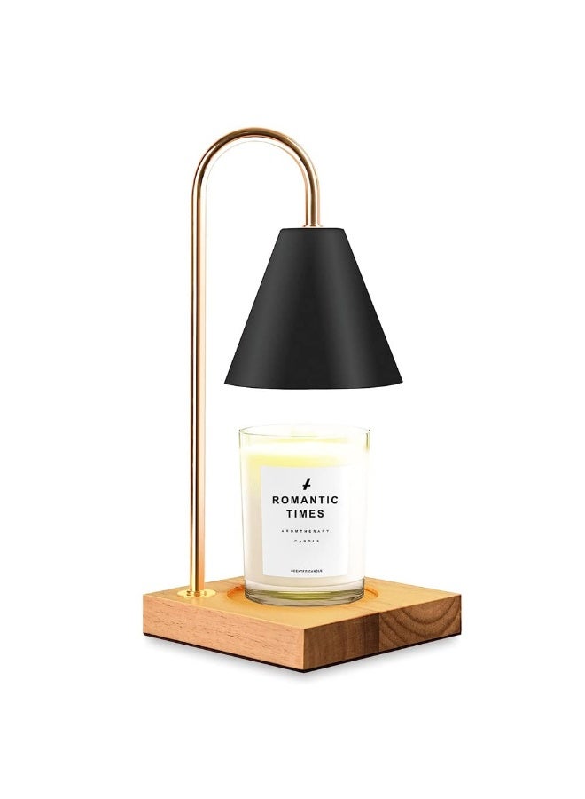 Candle Warmer Lamp, Dimmable Electric Wax Melter with Black Shade & Wood Base, Compatible with Large Jar Candles - Image 5