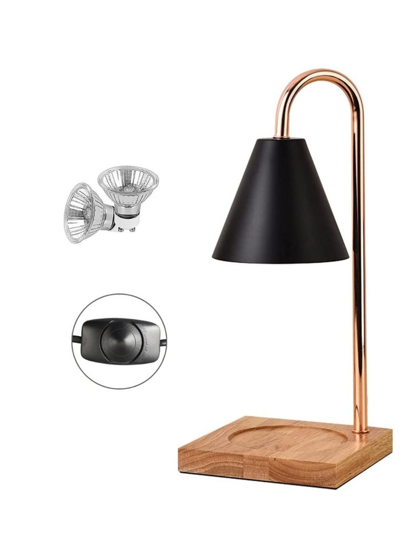 Candle Warmer Lamp, Dimmable Electric Wax Melter with Black Shade & Wood Base, Compatible with Large Jar Candles - Image 1