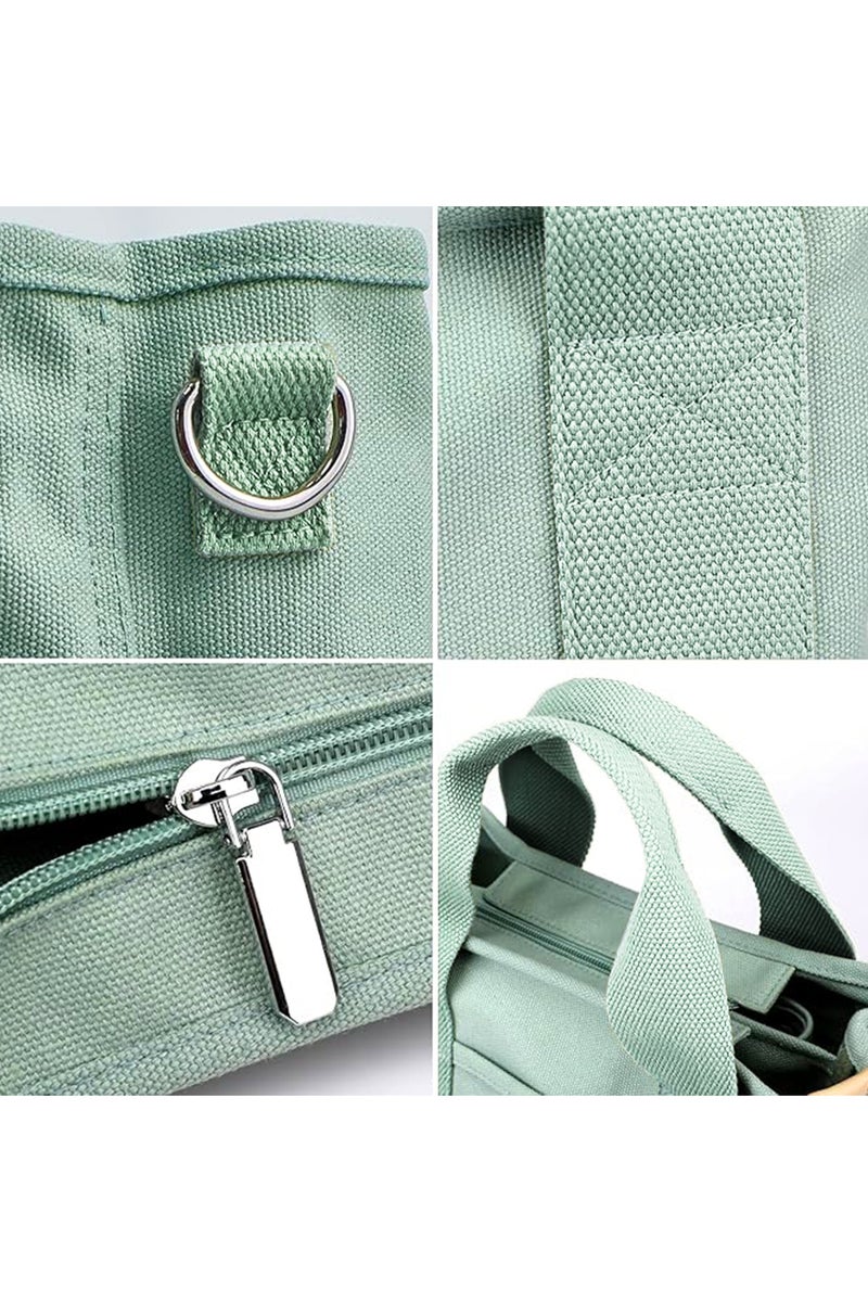 أوزيغالور حقيبة حمل قماشية خضراء للنساء | حقيبة كتف عصرية متعددة الجيوب للتسوق والعمل - Image 3