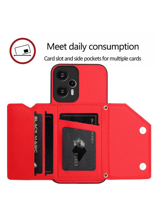 S-TOP Case For Redmi Note 12 Turbo Skin Feel Four Card Slots Phone Case with Wrist Strap - Image 5