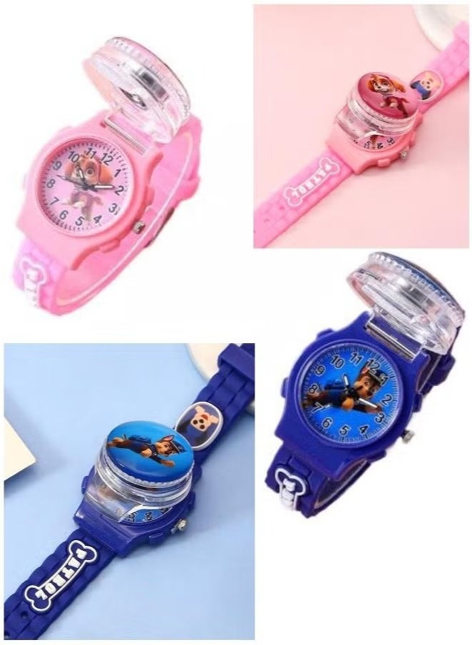 PAW PATROL Two-Piece Blue and Pink Rotating Dial Watch Set for Children (Combo with Rotatable Cover) - Image 2