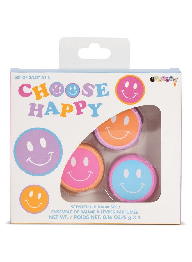 iscream Choose Happy Smiley Face Scented Classic Pot Style Set Of 3 Lip Balms - Image 3