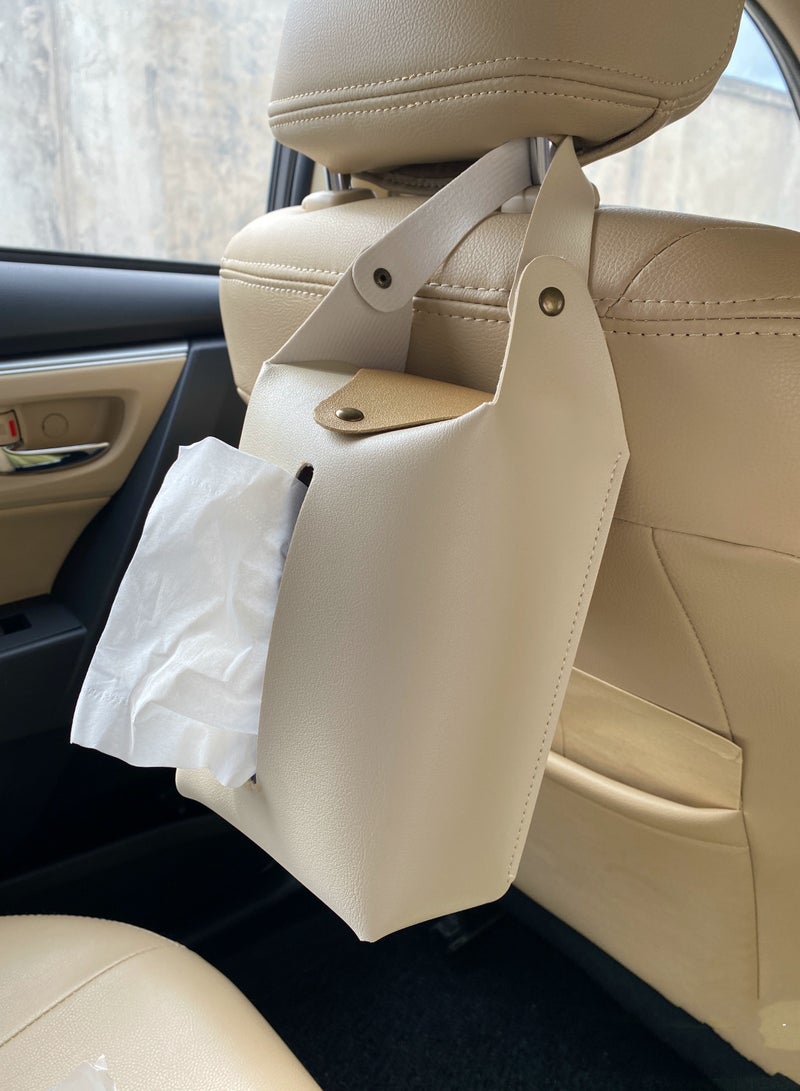 Generic 1pc Car Tissue Holder, PU Leather Tissue Box Cover Rectangular for Car, Car Tissue Box Holder for Car Backseat, Tissue Holder for Car Organization Accessories - Image 2