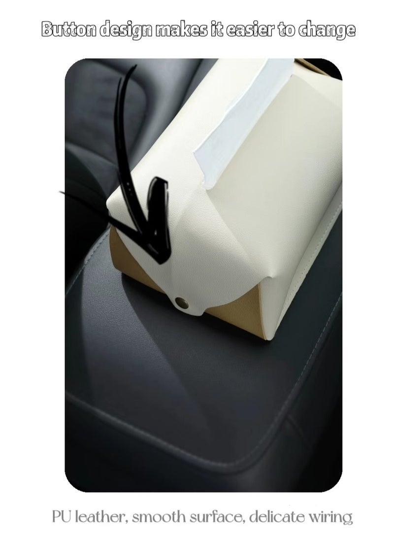 Generic 1pc Car Tissue Holder, PU Leather Tissue Box Cover Rectangular for Car, Car Tissue Box Holder for Car Backseat, Tissue Holder for Car Organization Accessories - Image 4