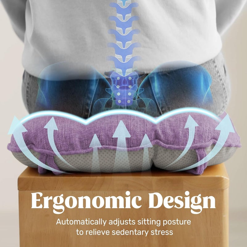 puredown ® Chair Cushions for Dining Chairs, Tufted Memory Foam Chair Pads with Non-Slip Backing, Kitchen Seat Cushions with Ties, Washable Seat Pads Set of 4, 15.5" x 15.5" x 4", Purple - Image 4