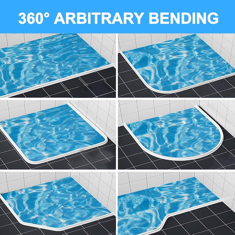 Duzzy 118 Inch Collapsible Shower Threshold Water Dam, Silicone Shower Water Stopper Barrier, Ideal for Wheelchair Accessible, Suitable for Accessibility ADA Handicap Showers Bathroom(9.84 F, White) - Image 4