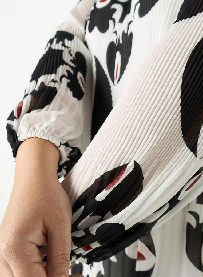 أولا بوبكن فستان بمقاس كبير بأكمام طويلة وطبعات من أولا بوبكن