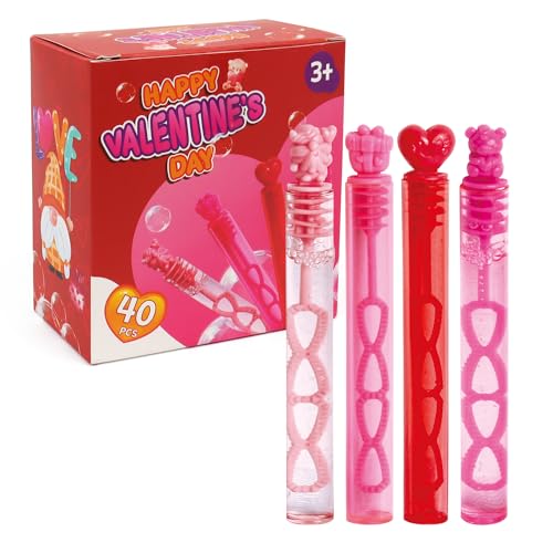 Aviski 40PCS Valentines Day Bubble Wands Mini Bubble Wands for Valentines Day Party Favors Valentines Gift Toys for Girls Boys Kids Toddler Adults Party Bag Stuffers Goodie Bag Filler Classroom Prizes - Image 1