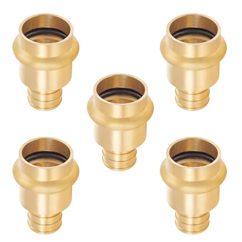 GUOFIS 34Inch PEX Copper Press Fittings34 Press X 34 PEX Crimp Coupling Adapter for Copper and Pex Pipe Connection5PackLF Brass MaterialPEX18073465Pack - Image 1