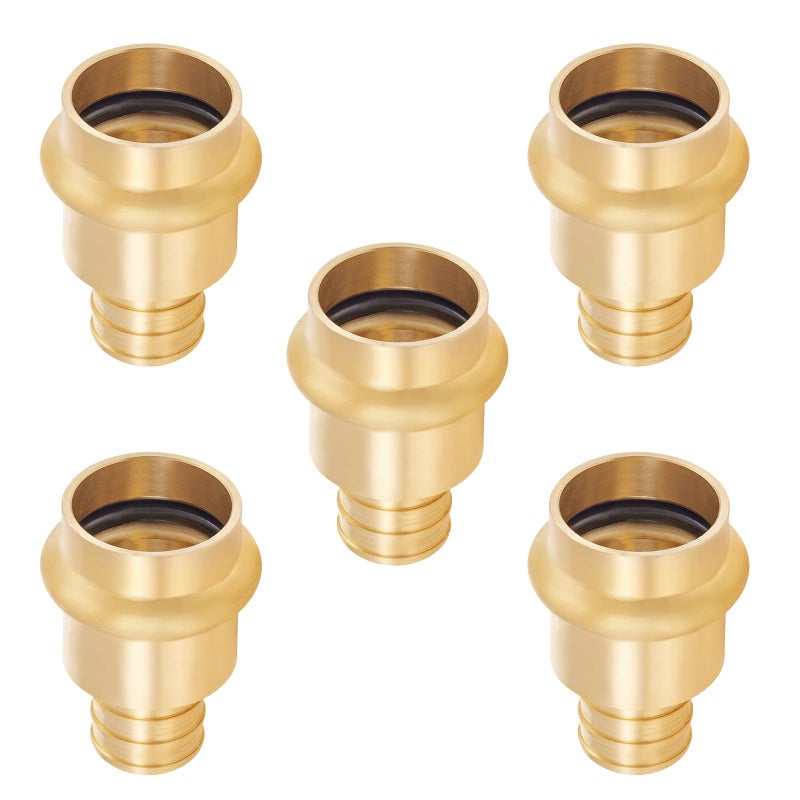 GUOFIS 34Inch PEX Copper Press Fittings34 Press X 34 PEX Crimp Coupling Adapter for Copper and Pex Pipe Connection5PackLF Brass MaterialPEX18073465Pack - Image 2