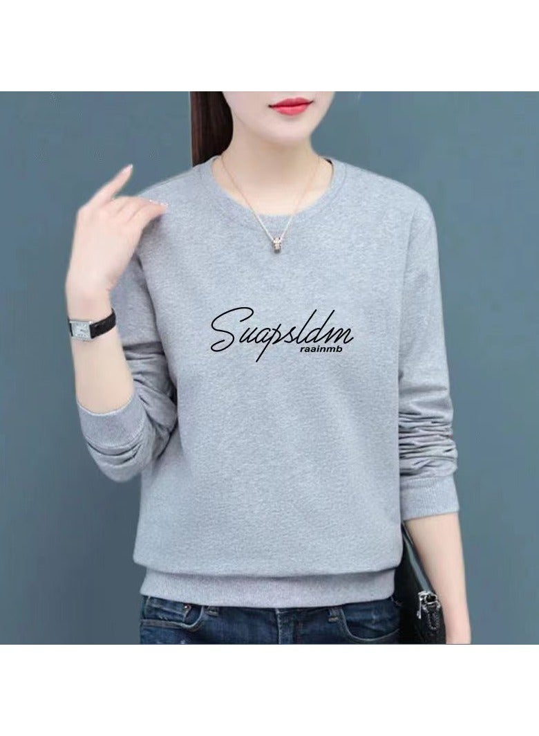 Fashionable new women's round neck pure cotton casual pullover  - Image 1
