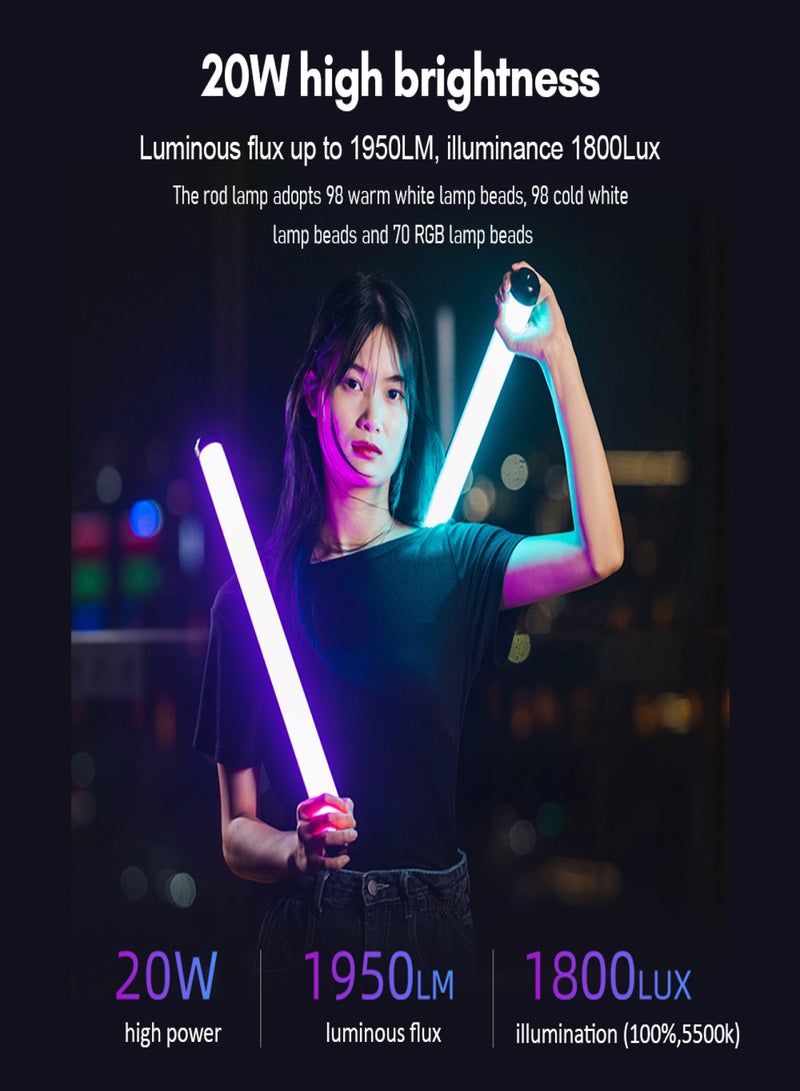 فيلتروكس مصباح VILTROX K60 LED ثنائي اللون بقوة 20 واط RGB، أنبوب إضاءة محمول، عصا إضاءة قابلة للتعتيم من 2500 كلفن إلى 8500 كلفن، مؤشر اتساق الإضاءة ≥97، مؤشر تجسيد اللون ≥95، مع 26 تأثيرًا ضوئيًا خاصًا، شاشة OLED، يدعم التحكم عن بُعد اللاسلكي. - Image 5