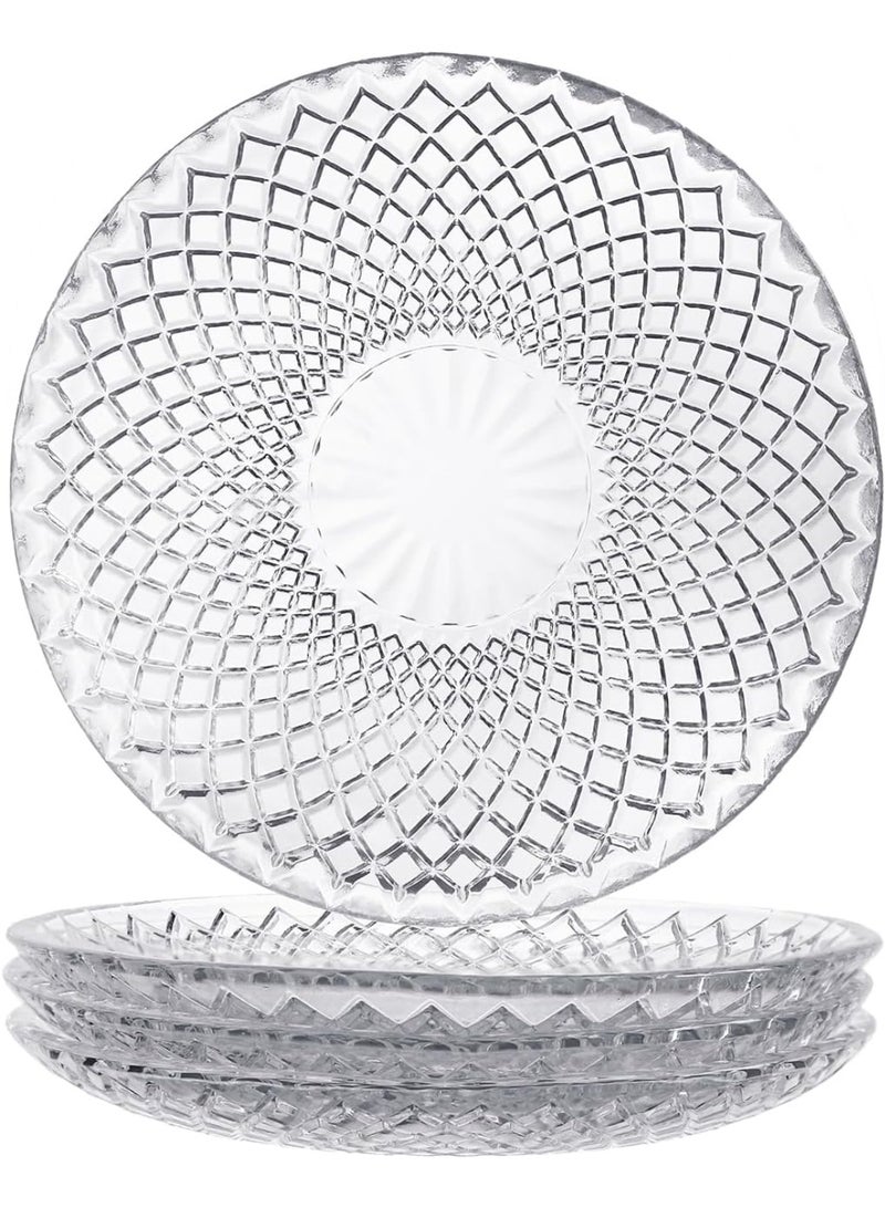 Sizikato 4pcs Clear Glass Snack Plate with Mesh Texture, 6-Inch Dried Fruit Plate Dessert Plate for Home and KTV - Image 5
