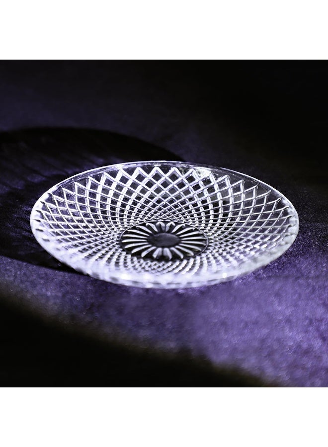 Sizikato 4pcs Clear Glass Snack Plate with Mesh Texture, 6-Inch Dried Fruit Plate Dessert Plate for Home and KTV - Image 4