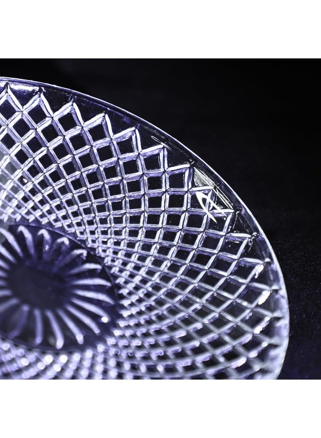 Sizikato 4pcs Clear Glass Snack Plate with Mesh Texture, 6-Inch Dried Fruit Plate Dessert Plate for Home and KTV - Image 3