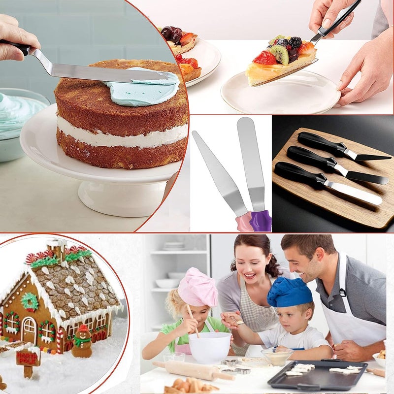 MDLJG Cake Cream Spatulas, 3 Pieces of Cake Angled Spatula with Stainless Steel, Professional Cake Decorating, Pastry & Baking, Icing Frosting Cream Chocolate Cake Spatula (3 Pcs Black) - Image 4
