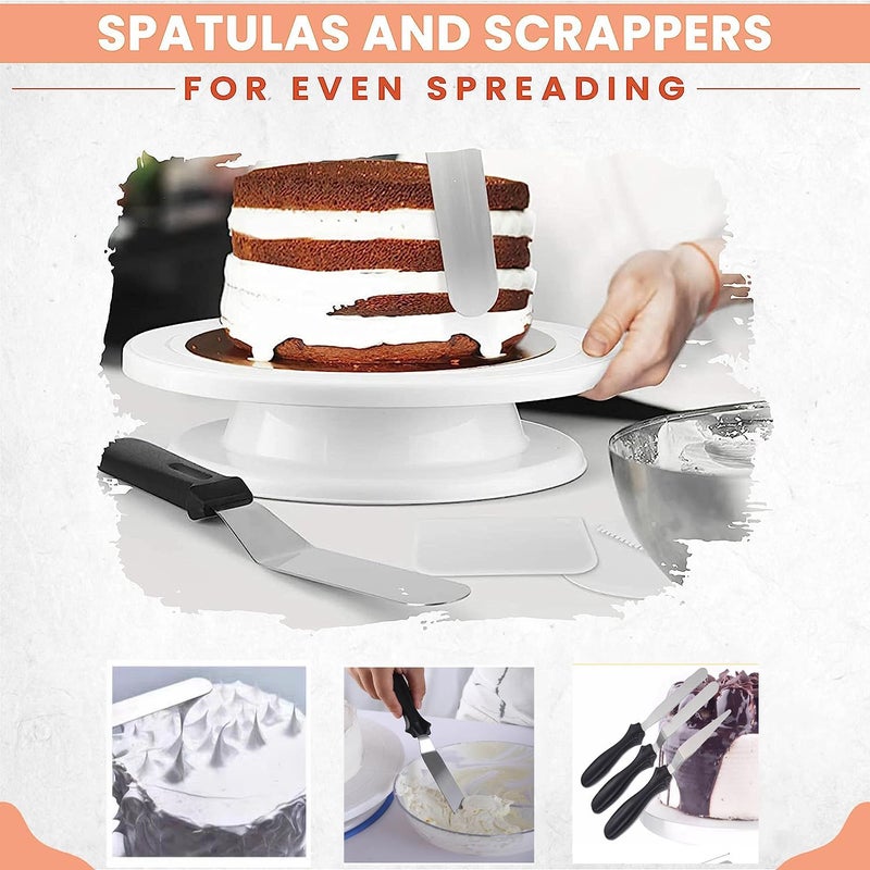 MDLJG Cake Cream Spatulas, 3 Pieces of Cake Angled Spatula with Stainless Steel, Professional Cake Decorating, Pastry & Baking, Icing Frosting Cream Chocolate Cake Spatula (3 Pcs Black) - Image 5