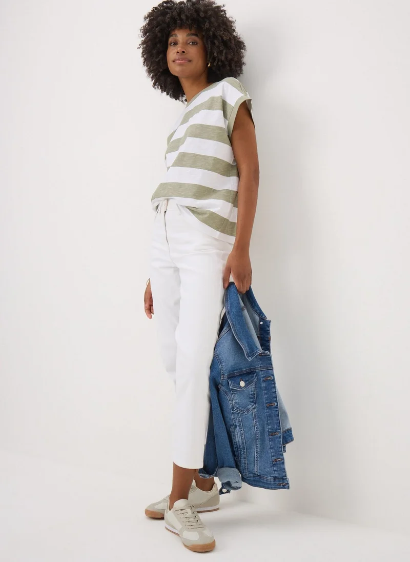 Matalan Khaki Stripe Short Sleeve Top