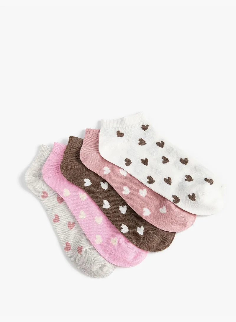 KOTON Heart 5-Pack Bootie Socks Set