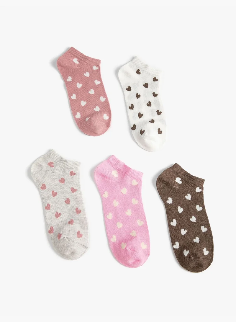 KOTON Heart 5-Pack Bootie Socks Set
