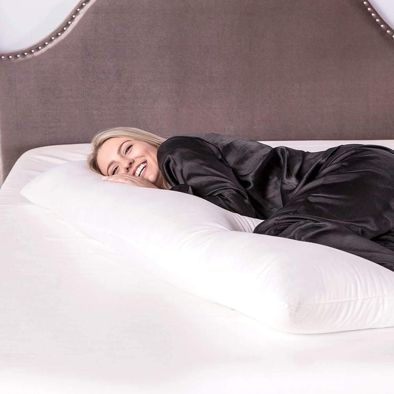 Indian Decor. 80401 Ultimate Comfort and Support: Body, Pregnancy, and Cuddle Pillow - 20x54 Inches for Relaxation, Sleep- White  - Image 3