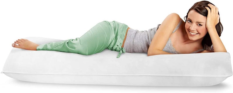 Indian Decor. 80401 Ultimate Comfort and Support: Body, Pregnancy, and Cuddle Pillow - 20x54 Inches for Relaxation, Sleep- White  - Image 5