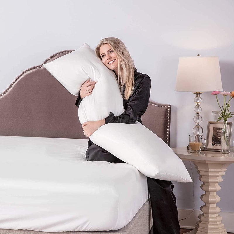 Indian Decor. 80401 Ultimate Comfort and Support: Body, Pregnancy, and Cuddle Pillow - 20x54 Inches for Relaxation, Sleep- White  - Image 4