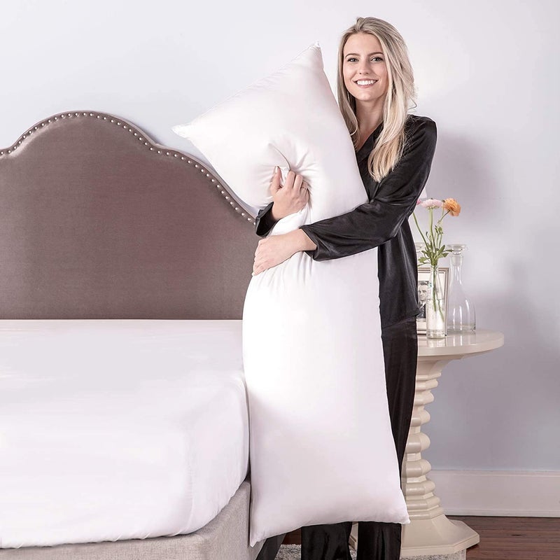 Indian Decor. 80401 Ultimate Comfort and Support: Body, Pregnancy, and Cuddle Pillow - 20x54 Inches for Relaxation, Sleep- White  - Image 2