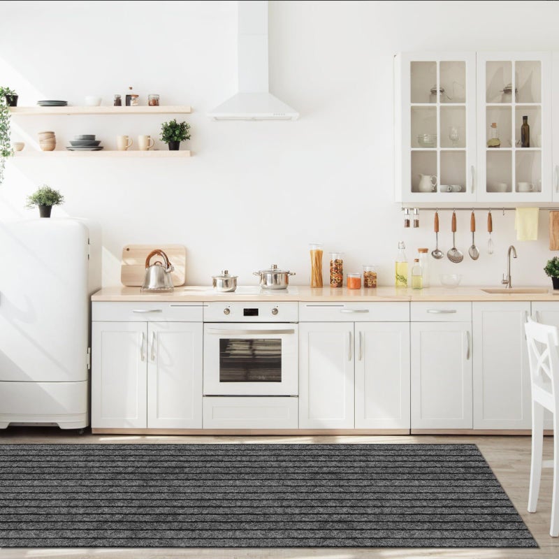 PENFHF Runner Rug 2' x 6' Outdoor/Indoor, Rug with Natural Rubber Backing Non Slip for Hallway, Kitchen, Patio, Laundry, RV, Entryway, Garage, Bathroom, Area Rug Carpet, Grey Strip, Custom Size - Image 3