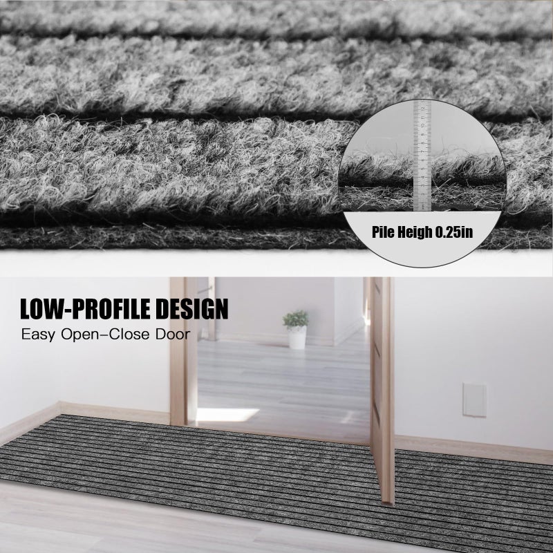 PENFHF Runner Rug 2' x 6' Outdoor/Indoor, Rug with Natural Rubber Backing Non Slip for Hallway, Kitchen, Patio, Laundry, RV, Entryway, Garage, Bathroom, Area Rug Carpet, Grey Strip, Custom Size - Image 4