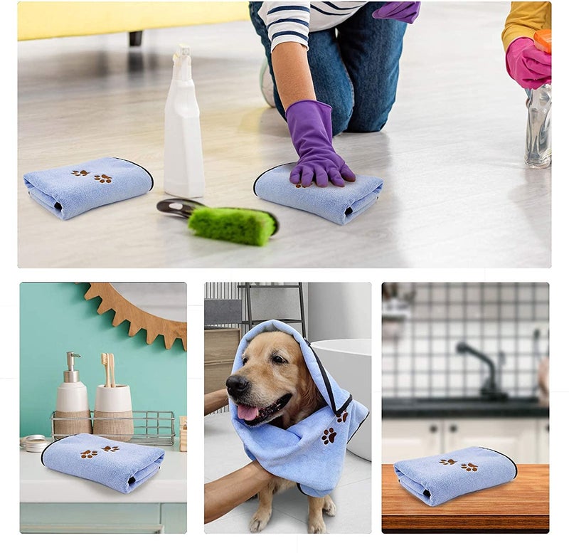 KUTKUT Pack of 2 Microfiber Dog Bath Towel Super Absorbent Pet Ultra Drying Towels for Medium & Large Dogs (SIZE: 140 cm x 70 cm) - Image 5