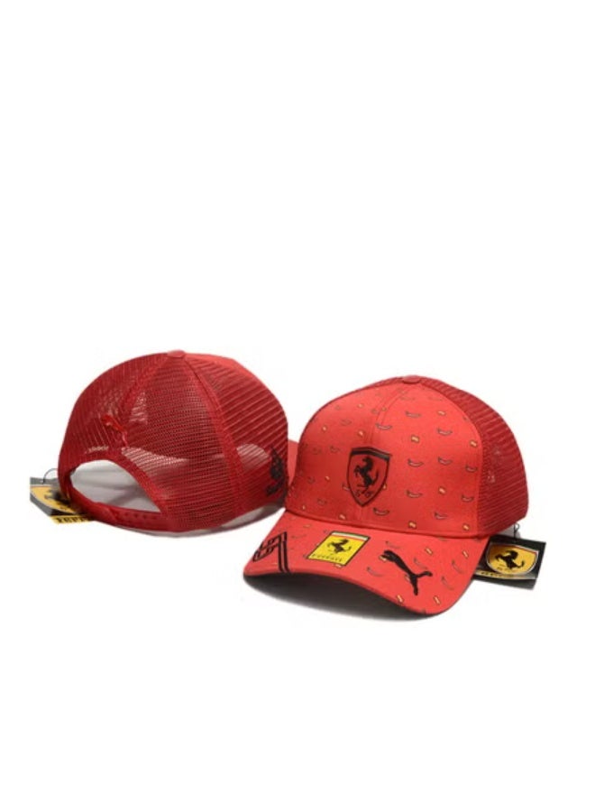 Ferrari Racing Cap: Red Mesh, Chili Motifs & Prancing Horse