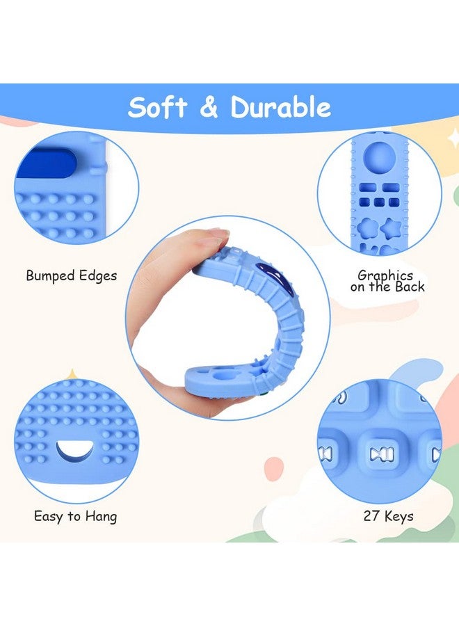 Aolso Baby Teether Toys, 2PCS Silicone Teething Toys, Remote Control Shape Teething Toys with 2PCS Pacifier Clip, Teething Relief Toys for Baby 3-24 Months, BPA-Free Baby Chew Toys(Bule&Pink) - Image 3