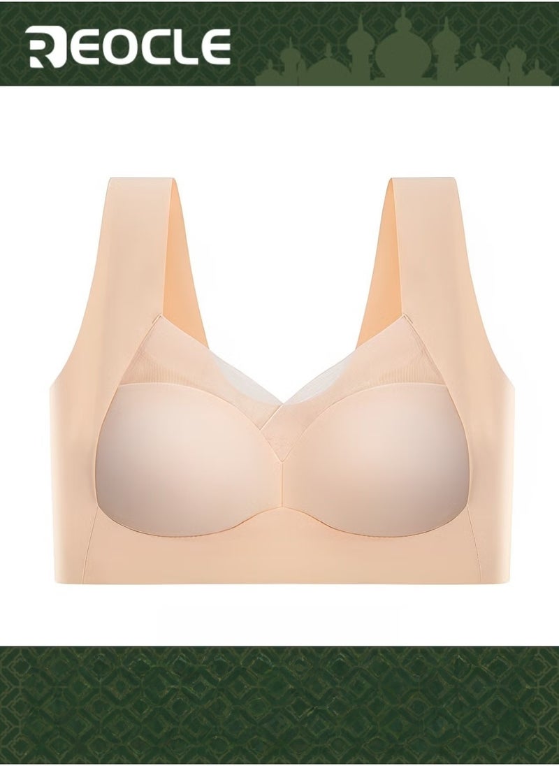 REOCLE Women's Seamless Wirefree Bras Mesh Comfortable Padded Back Smoothing Bra Push Up Wireless Bras Sculpting Uplift Bra - Image 1