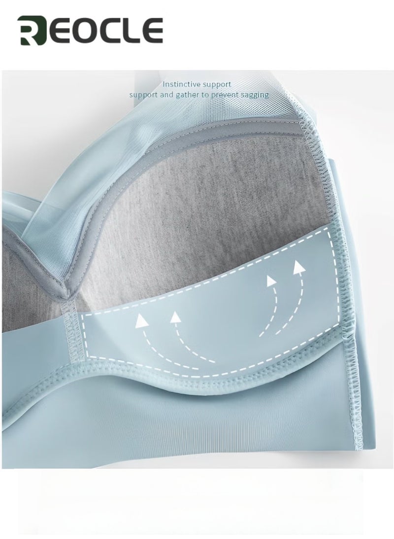 REOCLE Women's Seamless Wirefree Bras Mesh Comfortable Padded Back Smoothing Bra Push Up Wireless Bras Sculpting Uplift Bra - Image 5