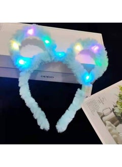 Luminous Rabbit Ears Headband Plush Mickey Headwear Luminous Headband Cat Ears Sweep Code Activity Small Gift-Color:Glow Mickey Headband Blue