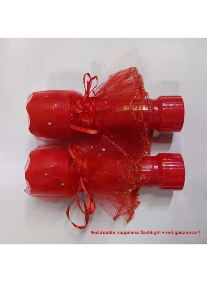 Wedding Dowry Supplies Wedding Day Bride Handheld Rechargeable Red LED Light Flashlight With Red Yarn