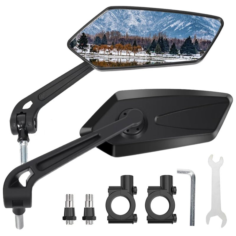 ptiysta Pair Of Bike Mirrors, Bike Mirrors For Handlebars, 360-Degree Rotating Rear View Glass Lens, Safe Riding Mirrors, Scratch-Resistant Glass Lens, Universal Fitting Accessories - Image 1