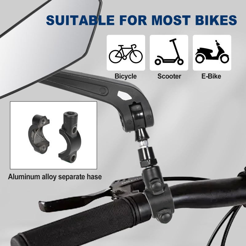 ptiysta Pair Of Bike Mirrors, Bike Mirrors For Handlebars, 360-Degree Rotating Rear View Glass Lens, Safe Riding Mirrors, Scratch-Resistant Glass Lens, Universal Fitting Accessories - Image 4
