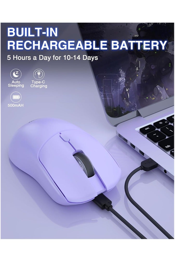 AULA SC580 Wireless Gaming Mouse, Tri-Mode 2.4G/BT5.0/USB-C Gaming Mouse, 12000 DPI Rechargeable Wireless Mouse with 6 Programmable Buttons, Ergonomic Computer Mouse for Laptop/PC/Mac/Tablet - Image 3