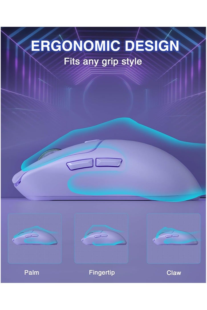 AULA SC580 Wireless Gaming Mouse, Tri-Mode 2.4G/BT5.0/USB-C Gaming Mouse, 12000 DPI Rechargeable Wireless Mouse with 6 Programmable Buttons, Ergonomic Computer Mouse for Laptop/PC/Mac/Tablet - Image 5